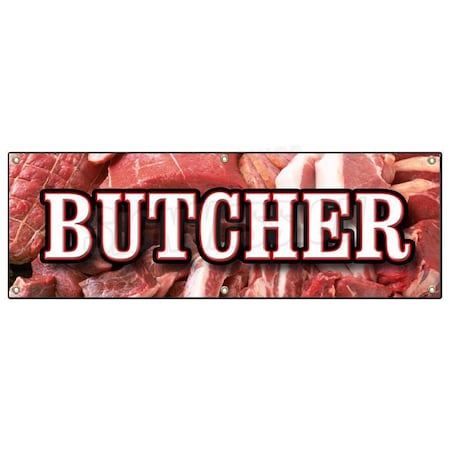 Signmission BUTCHER BANNER SIGN shop meat quality usda beef pork poultry steak B-72 Butcher